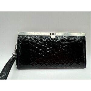 Fashion Elegant Black Faux Leather Clutch Wristlet Cardholder Wallet